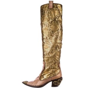 NWOT Giuseppe Zanotti Leather Boots Taupe/Gold 9.5